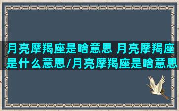 月亮摩羯座是啥意思 月亮摩羯座是什么意思/月亮摩羯座是啥意思 月亮摩羯座是什么意思-我的网站